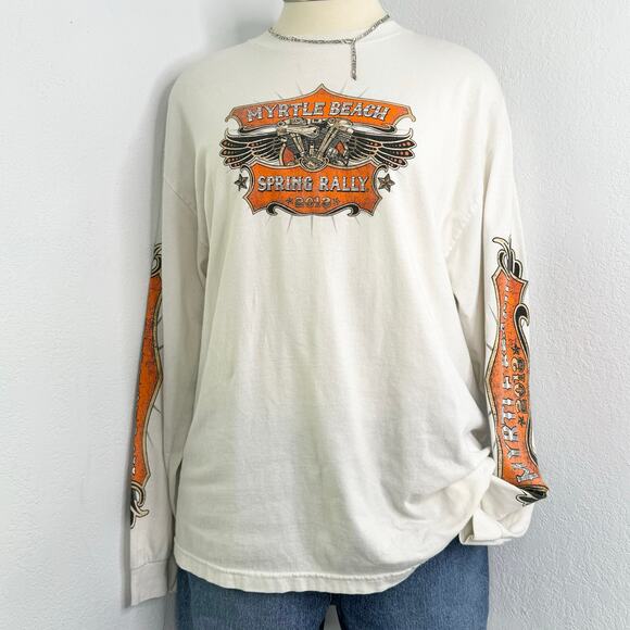 Myrtle Beach Spring Rally 2013 Long Sleeve Biker T-Shirt White - Picture 1 of 5